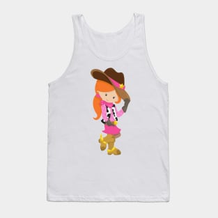 Cowgirl, Sheriff, Western, Country, Orange Hair Tank Top